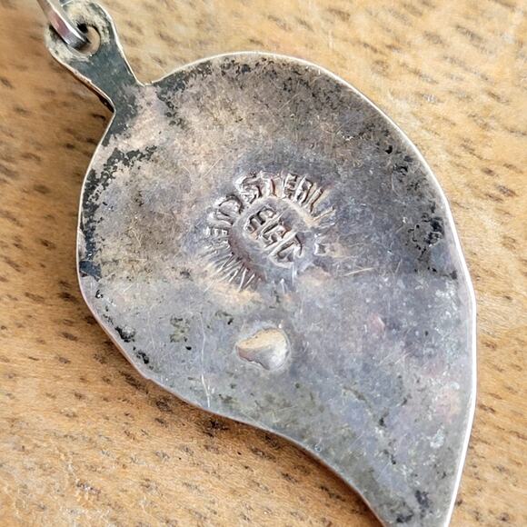 Vintage Abalone Silver 925 Leaf Earrings Screw Back - Picture 5 of 7